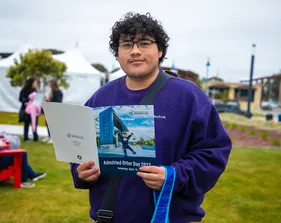 A boy with the book