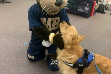 Therapy dog Blue with Monte