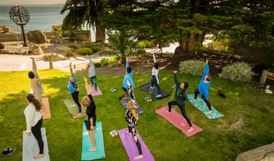 a yoga class outdoors