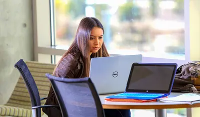 Student at computer