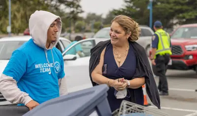 Student with President Vanya Quiñones