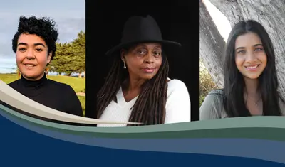 Poets Rachelle Escamilla,  Ayodele Nzinga and Mahi Shah