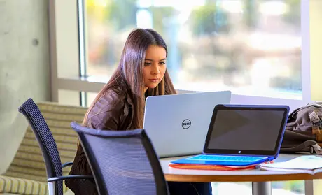 Student at computer