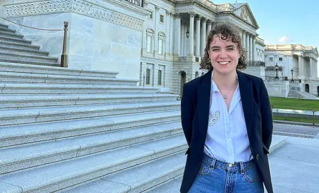 Mabel Cummings stands in front of the U.S. Capitol