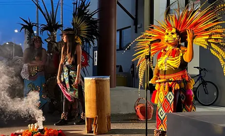 Aztec dancers at Dia de los Muertos