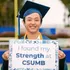 Student with strength of CSUMB sign